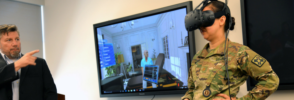 Using virtual reality in healthcare setting with army personnel