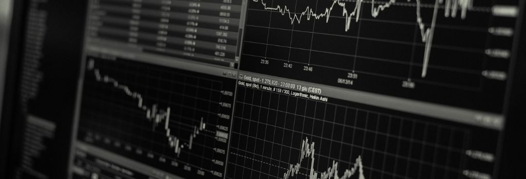 stock market graphs in black and white