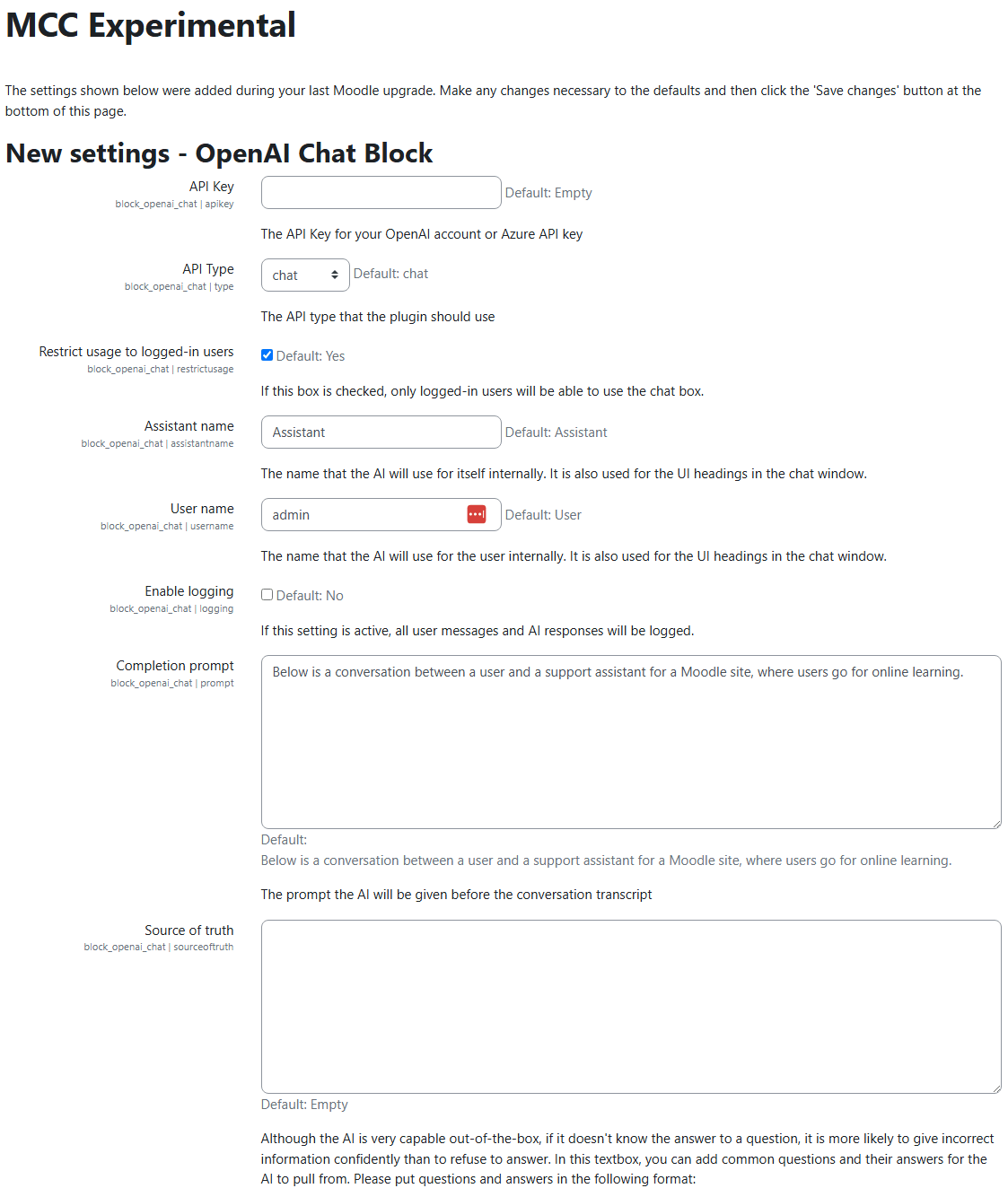 OpenAI Chat Block