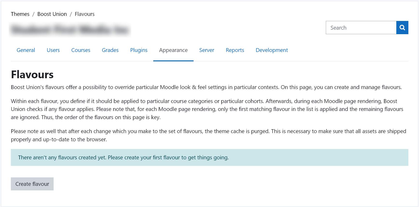 Moolde administration appearance settings screenshot - How to enable multi-tenancy in Moodle