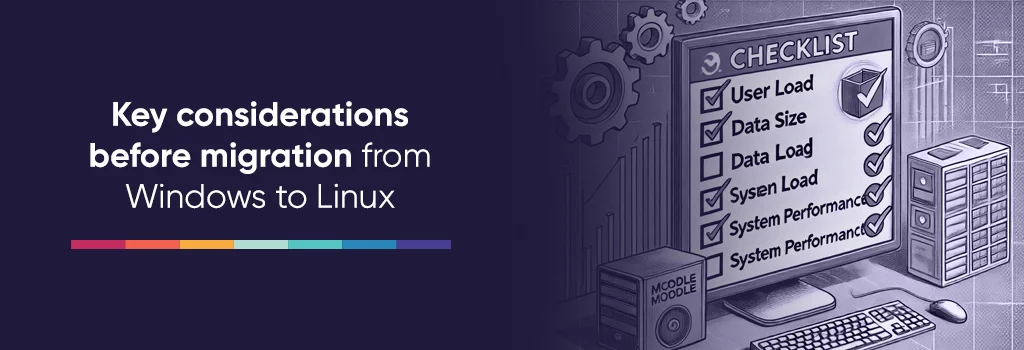 computer screen with checklist - Migrate Moodle from Windows to Linux