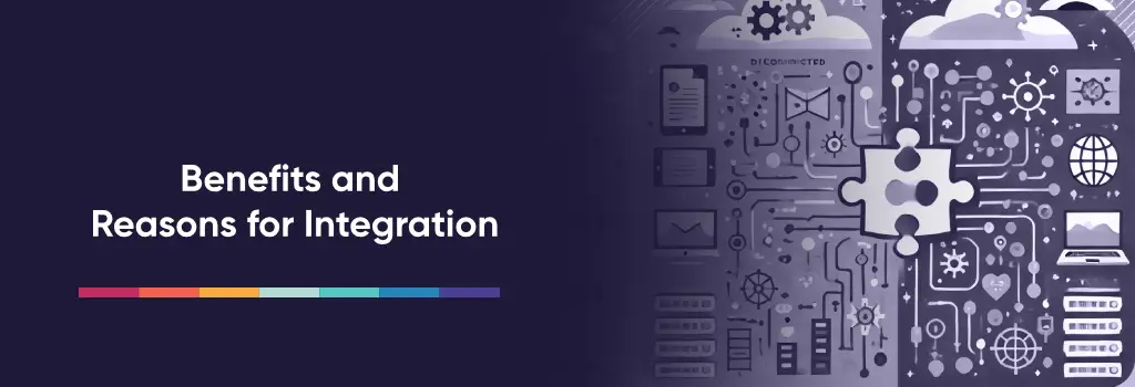 Benefits and Reasons for Integration - Strategies to Integrate Moodle and Dynamics 365 Puzzle piece connecting digital systems with cloud, gear, and data icons – Strategies to Integrate Moodle and Dynamics 365