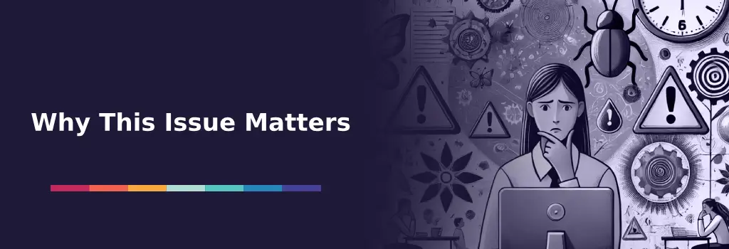 A worried woman looks at her computer surrounded by warning icons and gears – Moodle Attendance Grades Not Updating: How to Troubleshoot mod_attendance_update_user_status