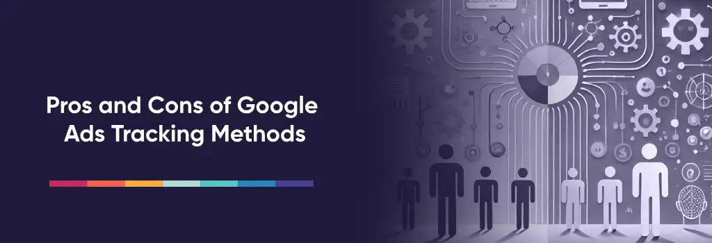Connected data streams, gears, charts, and human figures showing digital tracking and analytics complexity - Enabling Google Ads Tracking for Moodle
